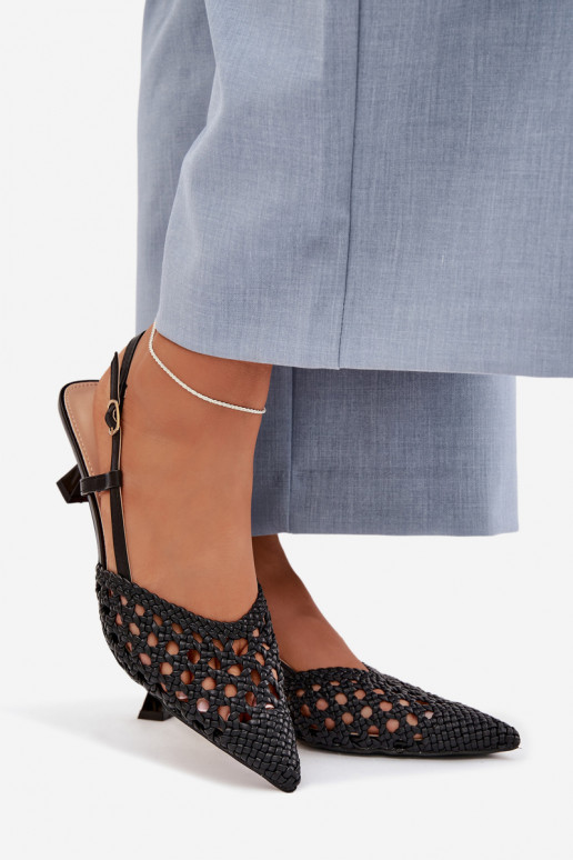 raštuotos basutės Moteriškas su kulniukais juodos spalvos Selinae