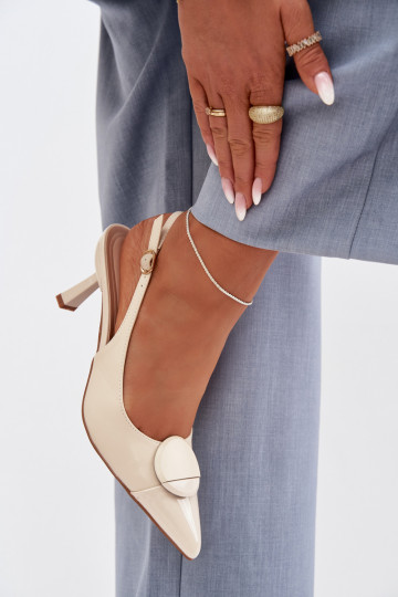 Moteriškos basutės su plonais kulniukais Su puošniais Detalem dramblio kaulo spalvos Tai tuririae 2