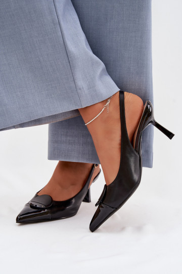 Moteriškos basutės su plonais kulniukais Su puošniais Detalem juodos spalvos Tai tuririae