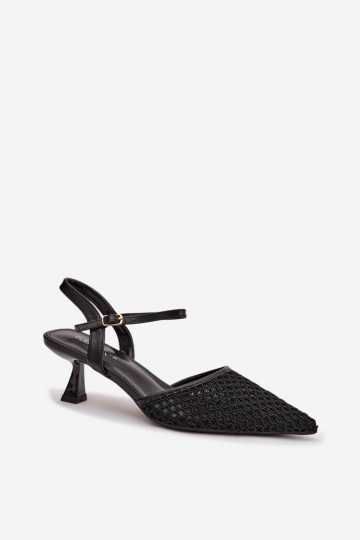 Moteriškos basutės su kulniukais su tinkleliu juodos spalvos Brilora 2