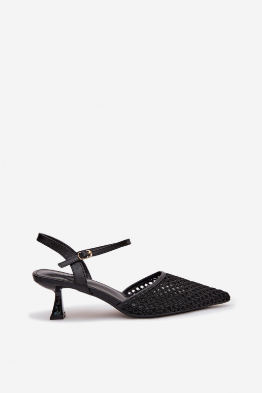 Moteriškos basutės su kulniukais su tinkleliu juodos spalvos Brilora