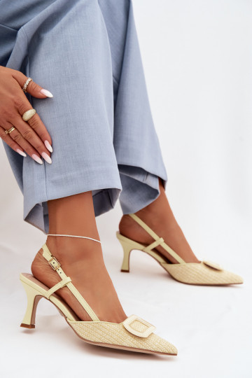 Moteriškos basutės su kulniukais Su puošniais Elementas geltonos spalvos Eslina