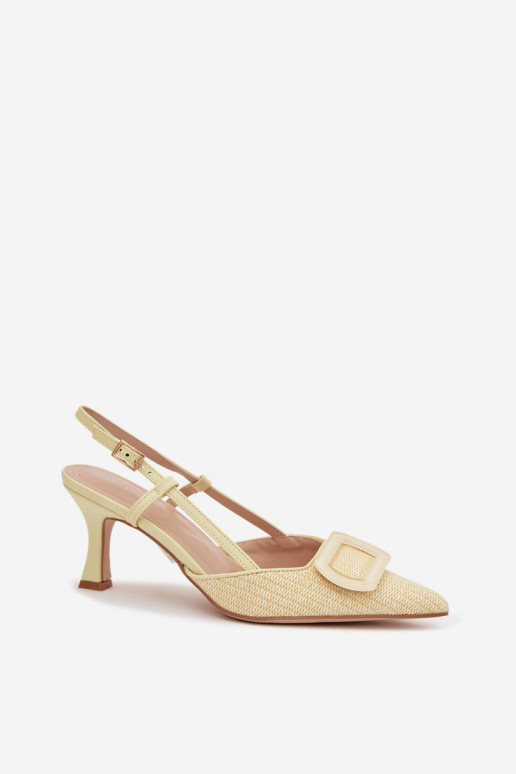 Moteriškos basutės su kulniukais Su puošniais Elementas geltonos spalvos Eslina