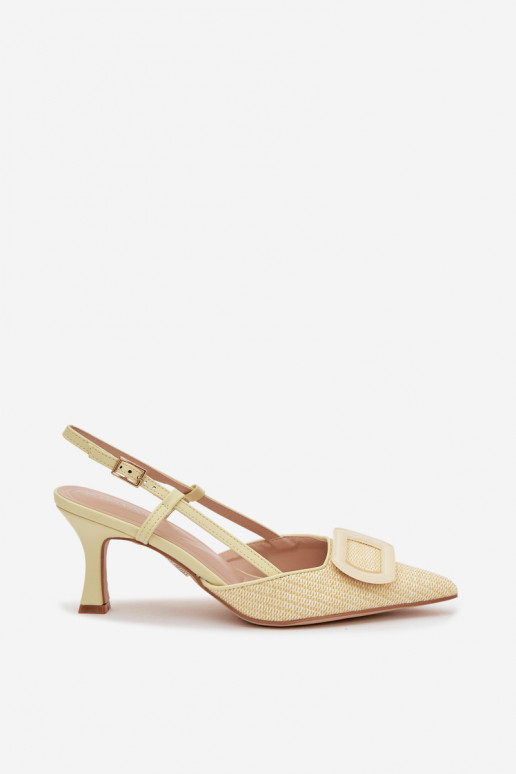 Moteriškos basutės su kulniukais Su puošniais Elementas geltonos spalvos Eslina