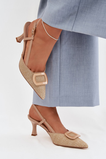 Moteriškos basutės su kulniukais Su puošniais Elementas Nude Eslina