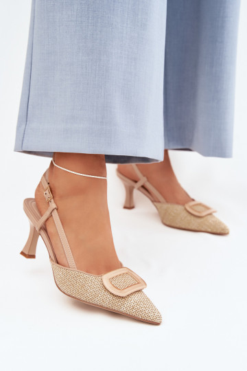 Moteriškos basutės su kulniukais Su puošniais Elementas Nude Eslina 2