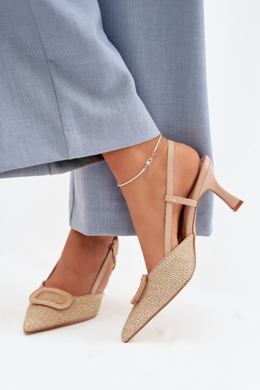 Moteriškos basutės su kulniukais Su puošniais Elementas Nude Eslina