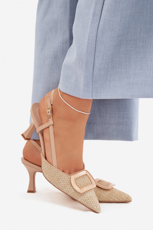 Moteriškos basutės su kulniukais Su puošniais Elementas Nude Eslina