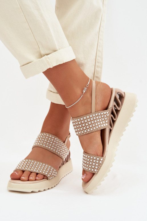 Oda Zomšinės basutės Su dekoracija D&A CR61-3067 smėlio spalvos