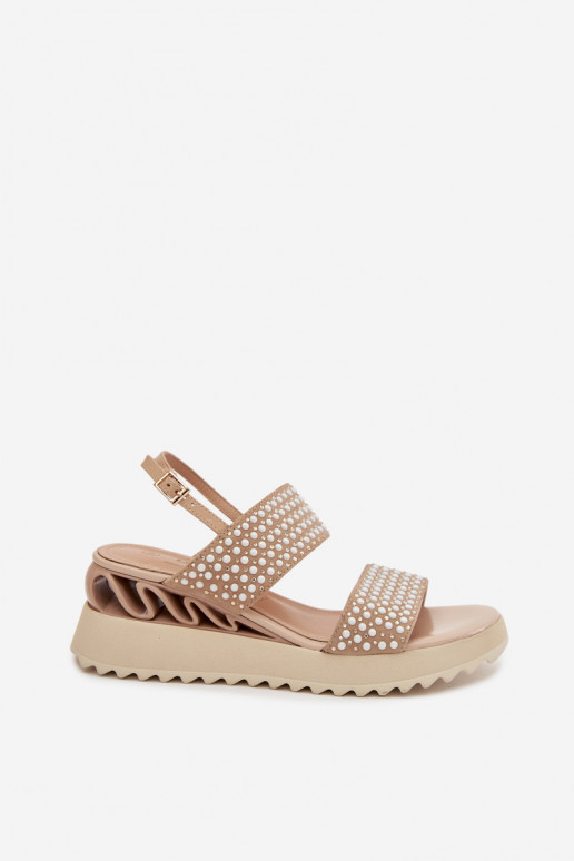 Oda Zomšinės basutės Su dekoracija D&A CR61-3067 smėlio spalvos