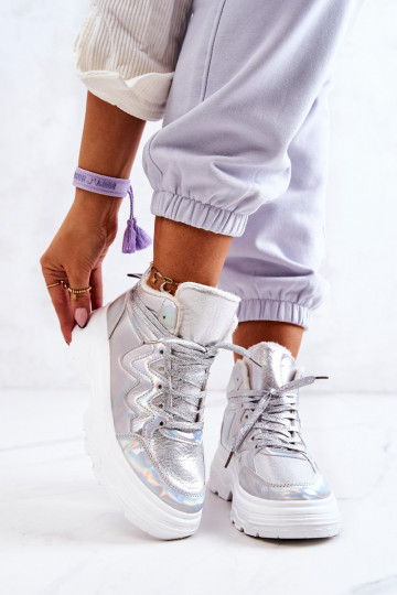 Sportinio stiliaus batai pašiltinti sidabro spalvos Joenne 2