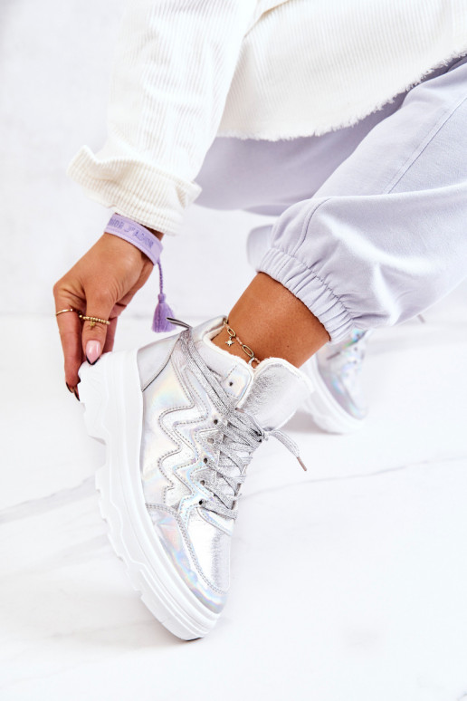 Sportinio stiliaus batai pašiltinti sidabro spalvos Joenne