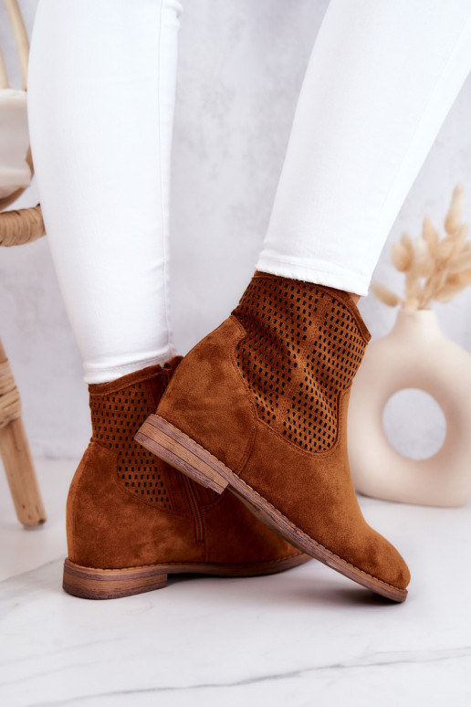 iš zomšos Moteriškas Aulinukai su paslėpta platforma rudos spalvos Solene