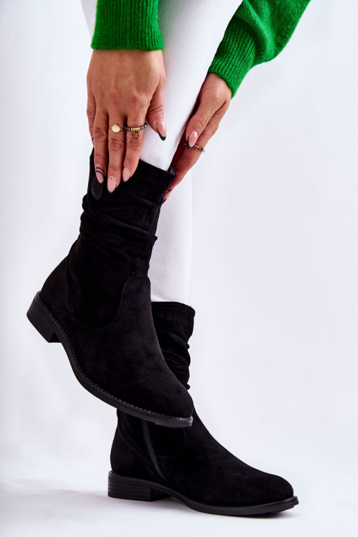 Moteriški raukiniai Zomšiniai batai juodos spalvos Joanne