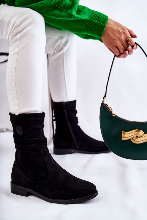 Moteriški raukiniai Zomšiniai batai juodos spalvos Joanne