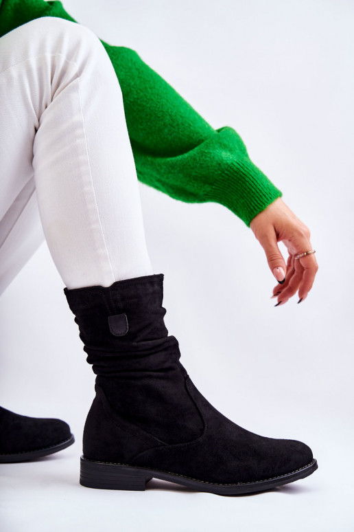 Moteriški raukiniai Zomšiniai batai juodos spalvos Joanne