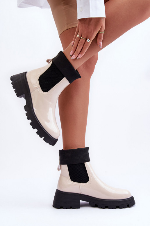 stilingi aulinukai su lako efektu Moteriškas smėlio spalvos Pavo