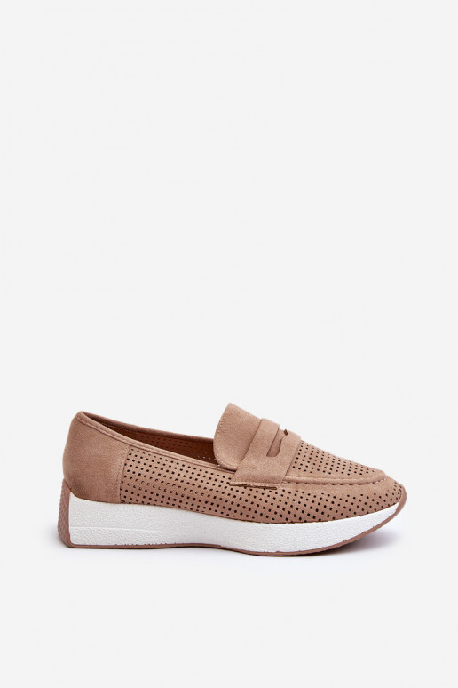 Moteriški mokasinai platformoje iš eko zomšosoĮe smėlio spalvos Inesqua