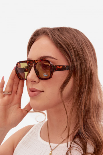 Moteriškas Akiniai nuo saulėssuFiltrem UV rudos-žalios spalvos 2