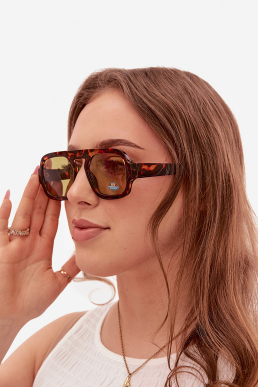 Moteriškas Akiniai nuo saulėssuFiltrem UV rudos-žalios spalvos