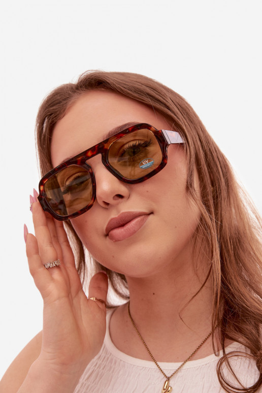 Moteriškas Akiniai nuo saulėssuFiltrem UV rudos-žalios spalvos