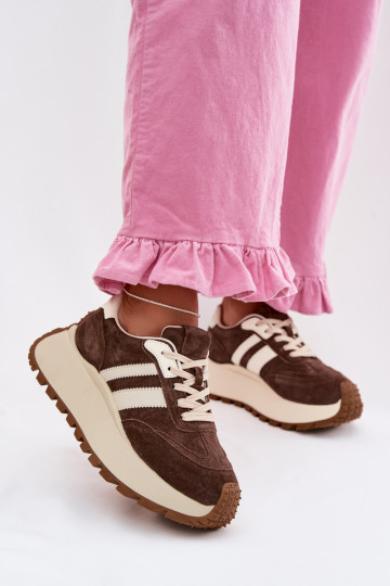 Zomšiniai sneakers su platforma D&A GR61-5986 šokolado spalvos