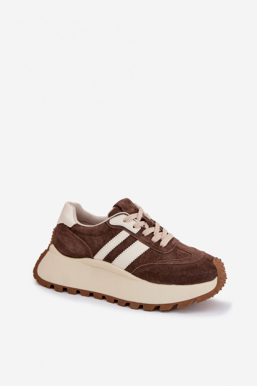 Sneakers modelio batai iš zomšos su platforma D&A GR61-5986 CzekoladoĮe
