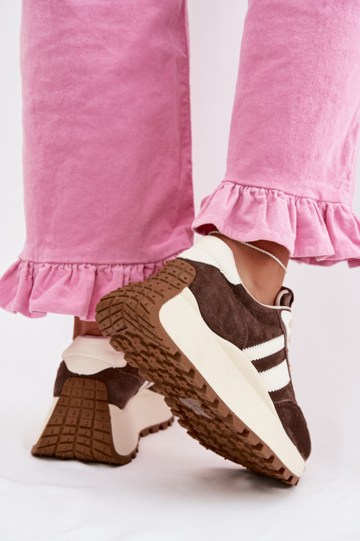 Sneakers modelio batai iš zomšos su platforma D&A GR61-5986 CzekoladoĮe