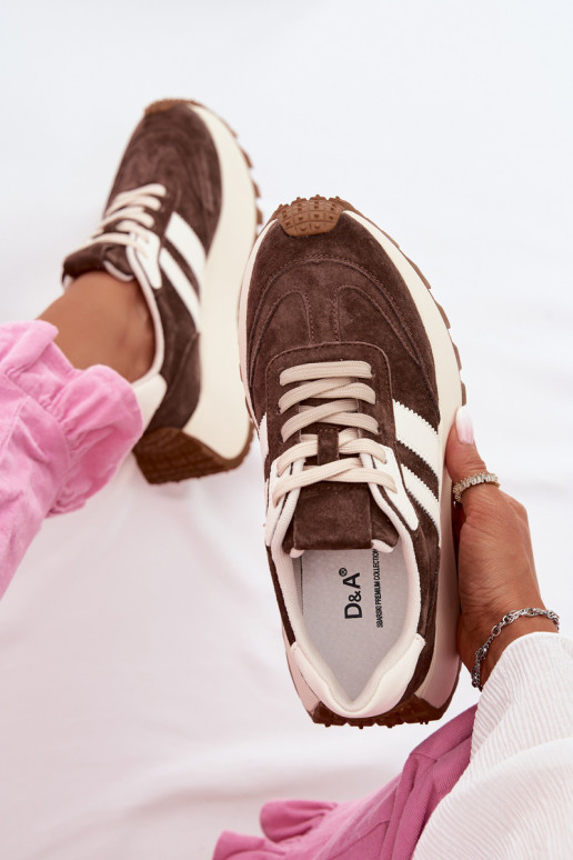 Sneakers modelio batai iš zomšos su platforma D&A GR61-5986 CzekoladoĮe