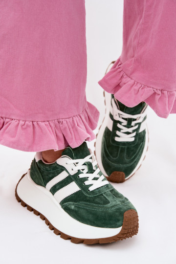 Sneakers modelio batai iš zomšos su platforma D&A GR61-5986 žalios spalvos 2