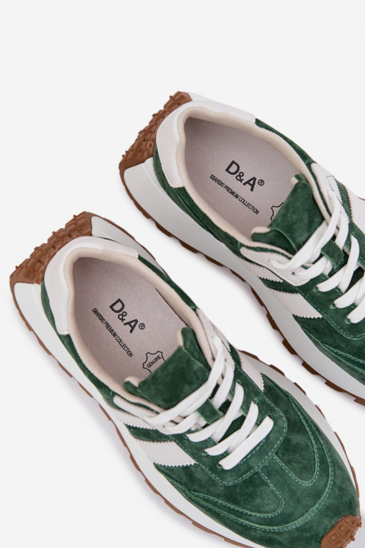 Sneakers modelio batai iš zomšos su platforma D&A GR61-5986 žalios spalvos