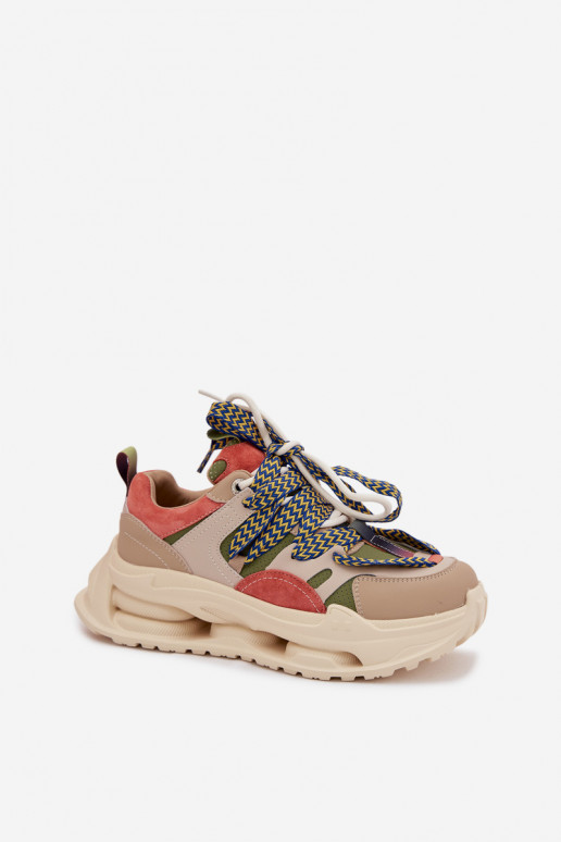 Oda Sneakers modelio batai Moteriškas su platforma D&A CR61-3133 smėlio spalvos