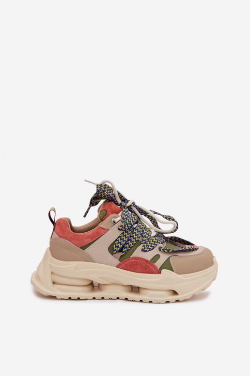 Oda Sneakers modelio batai Moteriškas su platforma D&A CR61-3133 smėlio spalvos