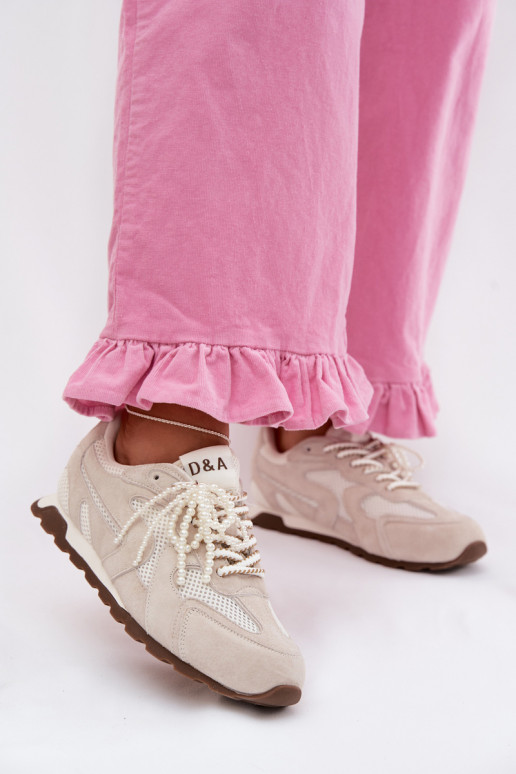 Oda iš zomšos Sneakers modelio batai Moteriškas MK61-0705 pilkos spalvos