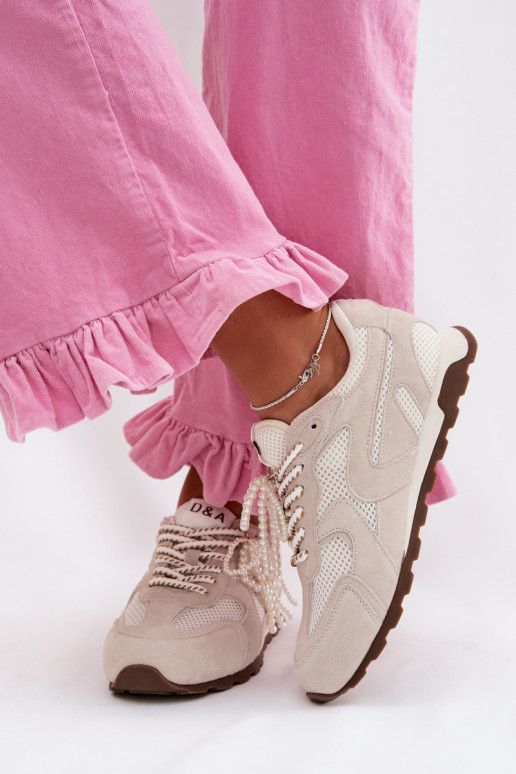 Oda iš zomšos Sneakers modelio batai Moteriškas MK61-0705 pilkos spalvos