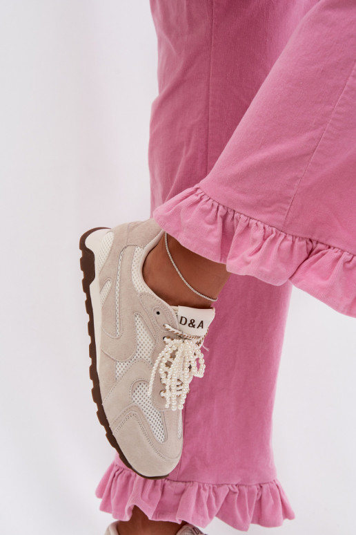 Oda iš zomšos Sneakers modelio batai Moteriškas MK61-0705 pilkos spalvos