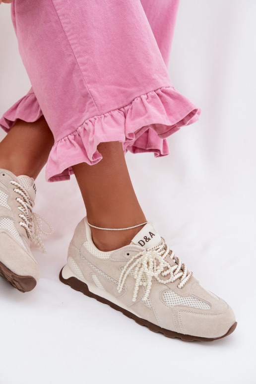 Oda iš zomšos Sneakers modelio batai Moteriškas MK61-0705 pilkos spalvos