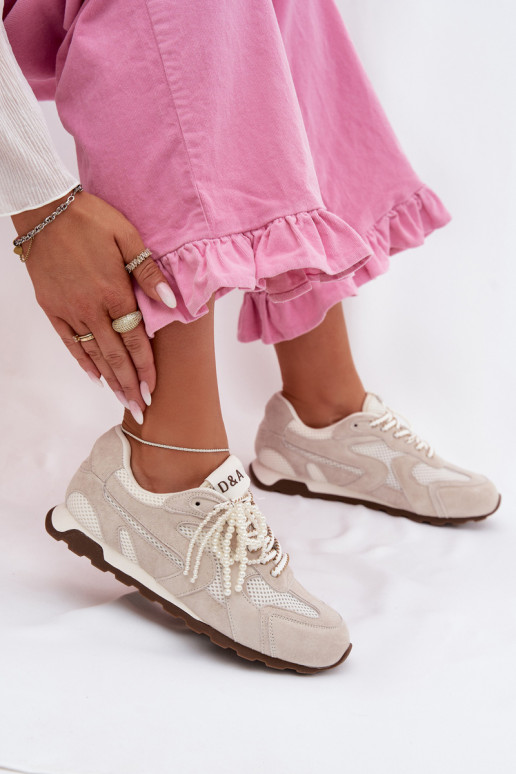 Oda iš zomšos Sneakers modelio batai Moteriškas MK61-0705 pilkos spalvos