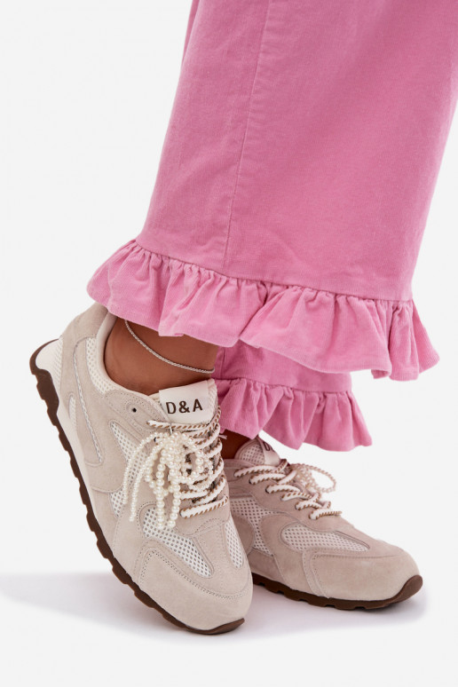 Oda iš zomšos Sneakers modelio batai Moteriškas MK61-0705 pilkos spalvos