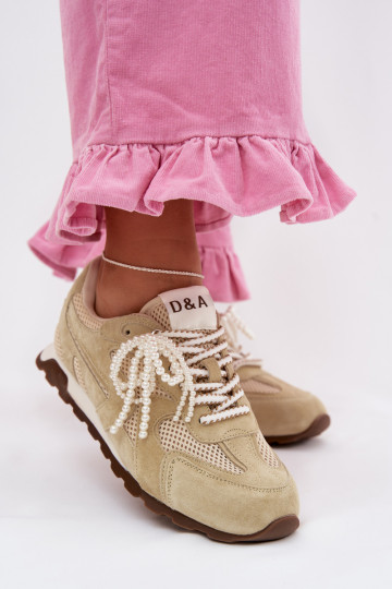 Oda iš zomšos Sneakers modelio batai Moteriškas MK61-0705 šviesiai žalios spalvos