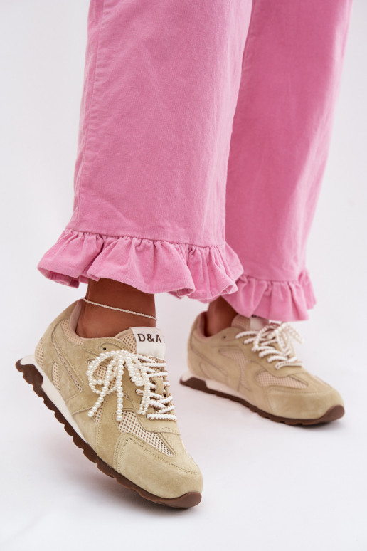 Oda iš zomšos Sneakers modelio batai Moteriškas MK61-0705 šviesiai žalios spalvos