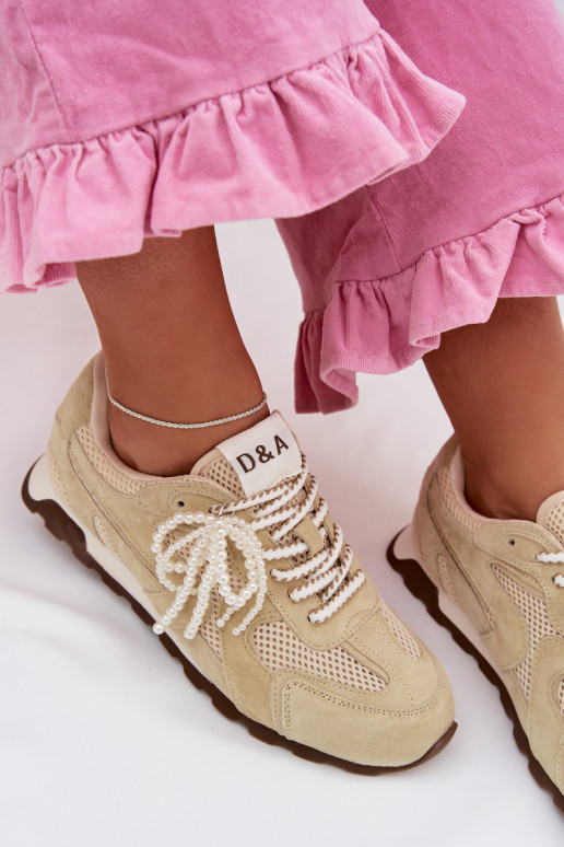 Oda iš zomšos Sneakers modelio batai Moteriškas MK61-0705 šviesiai žalios spalvos