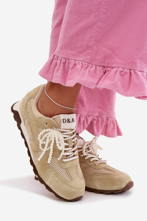 Oda iš zomšos Sneakers modelio batai Moteriškas MK61-0705 šviesiai žalios spalvos