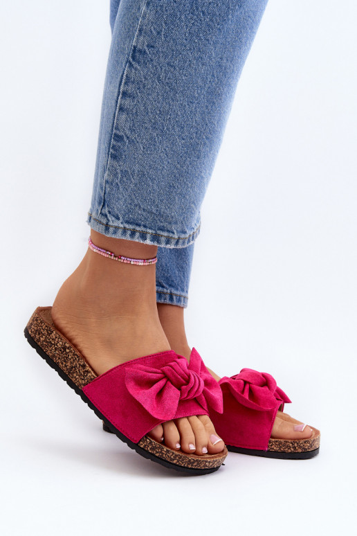 Moteriškas Šlepetėssusu kaspinėliais rožinės spalvos Ezephira