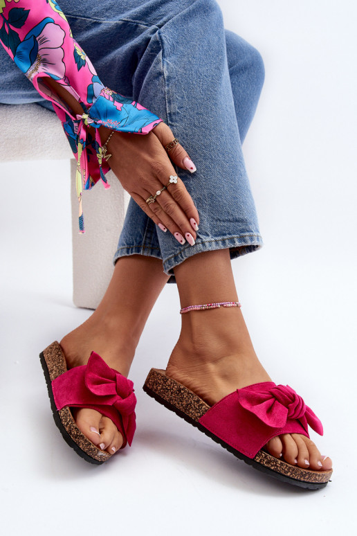 Moteriškas Šlepetėssusu kaspinėliais rožinės spalvos Ezephira