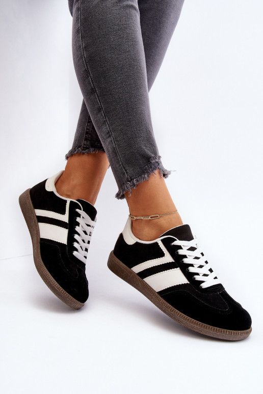 Moteriškos žemos Sneakers modelio batai sportiniai bateliai juodos spalvos Eudiopis