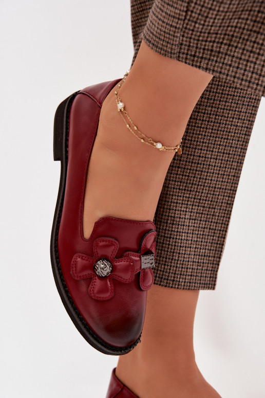 batai Moteriškas su plačiais kulniukais Su puošniaisi su gėlių motyvaisami bordo spalvos Tavillette