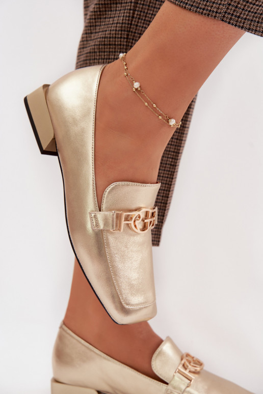 Oda moteriški mokasinai Su puošniais Detalem D&A CR61-3125 aukso spalvos