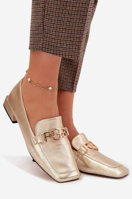 Oda moteriški mokasinai Su puošniais Detalem D&A CR61-3125 aukso spalvos