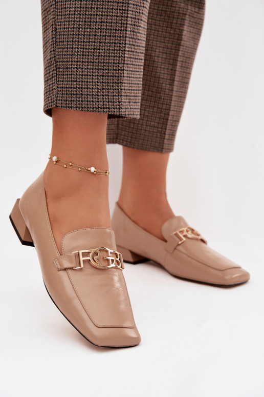 Oda moteriški mokasinai Su puošniais Detalem D&A CR61-3125 smėlio spalvos